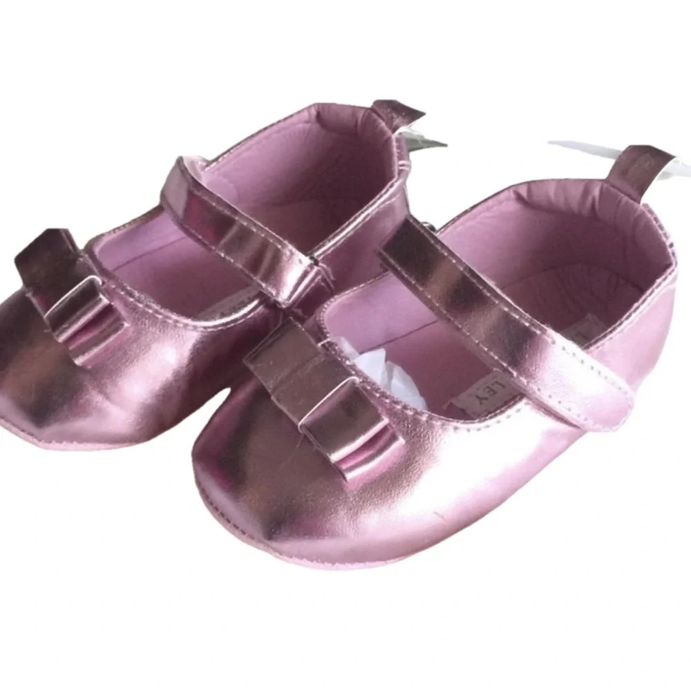 Laura Ashley Mary Jane’s Pink Metallic Bow Babies Toddler’s Shoes